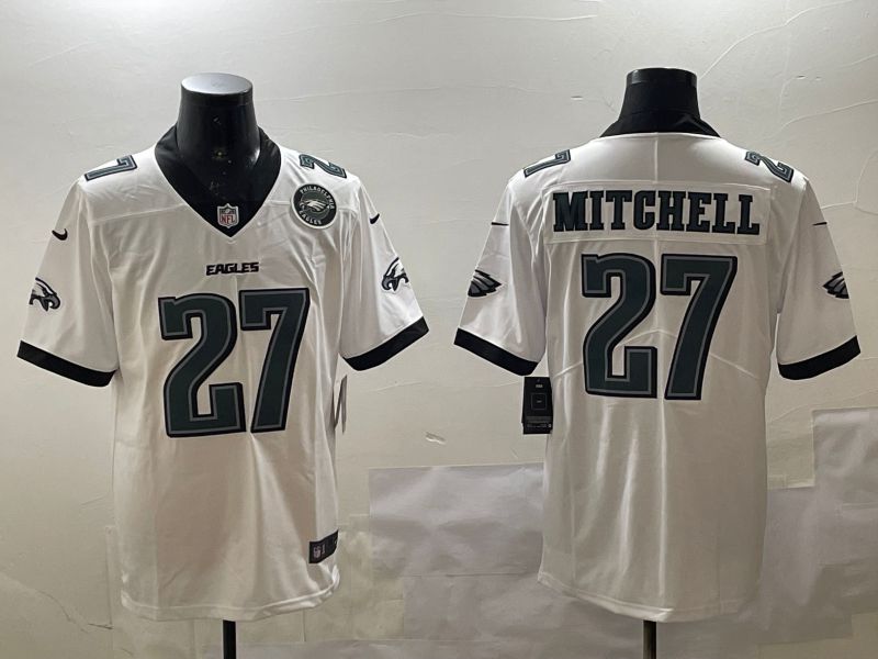 Men Philadelphia Eagles 27 Mitchell White Second generations 2025 Nike Vapor Limited NFL Jersey style 3
